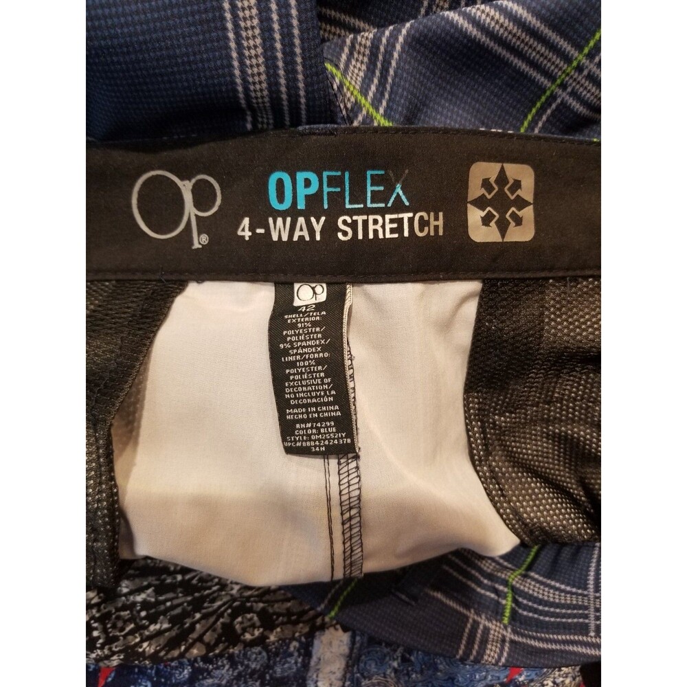 Ocean Pacific Men's Shorts OPFLEX  4-Way Stretch Pockets Blue Plaid Size 42 - Picture 3 of 3
